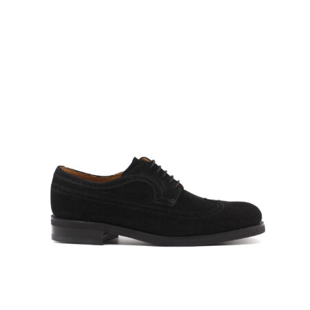 Long Wing Blucher in Black Suede