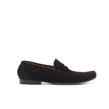 Bologna Penny Loafer in Black Suede