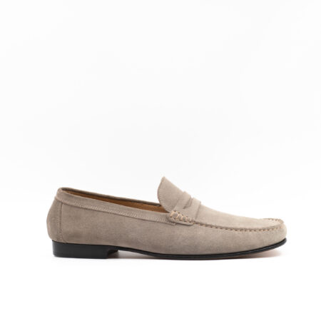 Bologna Penny Loafer in Taupe Suede