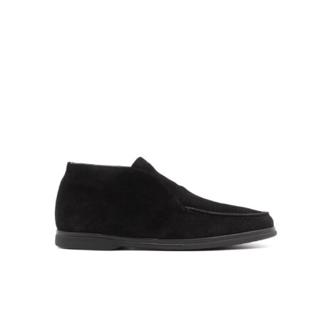 Shearling Lined Slip-on Chukka in Black Suede